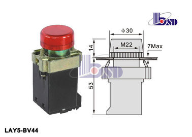 IP65 Red Led Push Button On Off Switch  Via Integral Transformer  LAY5（XB2）-BV44